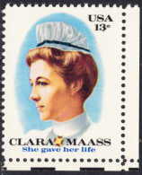 !a! USA Sc# 1699 MNH SINGLE From Lower Right Corner - Clara Maass - Neufs