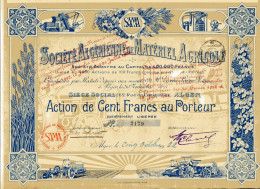Société ALGÉRIENNE De MATÉRIEL AGRICOLE; Action De Cent Francs (Déco) - Africa