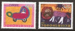 Yougoslavie 1975 N° 1504 / 5 ** Enfants, Europe, Joie, Dessins, Petit Lion, Savic, Voiture, Automobile, Berceau, Tableau - Ongebruikt
