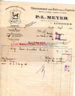 87- LIMOGES-FACTURE MEGISSERIE DES EAUX DE LA VIENNE- P.L. MEYER-NOUVELLE ROUTE D' AIXE- TANNERIE GANTERIE 1932 CUIR - Artigianato