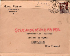 38- GRENOBLE- RARE ENVELOPPE GANT GANTERIE PERRIN- 6 RUE IRVOY-MLLE RESTOIN COUTURES DE GANTS ST SAINT BRICE SUR VIENNE - Artigianato