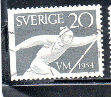 SWEDEN SVERIGE SVEZIA SUEDE 1954 WORLD SKI CHAMPIONSHIP MATCHES SKIER ORE 20o USED USATO OBLITERE' - Gebraucht