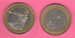 Switzerland 10 Francs 2009 Suisse Svizzera Real Deer Vrai Cerf Cervo Reale Bimetallic K 130 - Commemorative