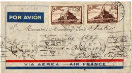FRANCE YT N°260 PAIRE OBLITEREE EPINAY SUR LETTRE EN POSTE AERIENNE POUR L'ARGENTINE - 1927-1959 Brieven & Documenten