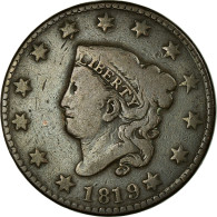 Monnaie, États-Unis, Coronet Cent, Cent, 1819, U.S. Mint, Philadelphie, B+ - 1816-1839: Coronet Head