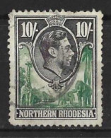 NORTHERN  RHODESIA..KING GEORGE VI..(1936-52.)....10/-...SG44.....WITH SHORT PERFS...FILLER....(CAT.VAL.£45..)...VFU.... - Rhodésie Du Nord (...-1963)