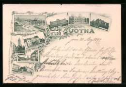 AK Gotha, Hotel Stadt Coburg, Museum, Loge Ernst Zum Compass - Gotha