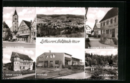 AK Sulzbach-Murr, Backnanger Str. U. Rathaus, Schloss Lautereck, Stadthalle  - Backnang