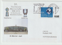 Germany Plusbrief Individuell Stationary 2012 Table Tennis World Championship For Teams In Dortmund - Used. Postal Weigh - Tenis De Mesa