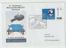 Germany Plusbrief Individuell Stationary 2012 Table Tennis World Championship For Teams In Dortmund - Used. Postal Weigh - Tenis De Mesa