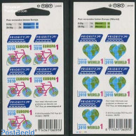 Netherlands 2010 Priority Europe, World 2 M/s S-a, Mint NH, Sport - Various - Cycling - Globes - Maps - Nuevos