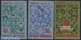 Indonesia 1977 Sports Festival 3v, Mint NH, Sport - Badminton - Basketball - Chess - Fencing - Golf - Playing Cards - .. - Badminton