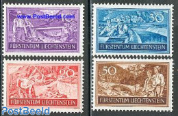 Liechtenstein 1937 Labour 4v, Mint NH, Nature - Water, Dams & Falls - Art - Bridges And Tunnels - Unused Stamps