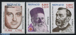 Monaco 2001 Nobel Prize 3v, Mint NH, Health - History - Science - Red Cross - Nobel Prize Winners - Physicians - Neufs