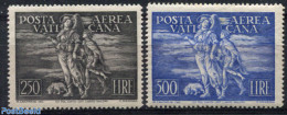 Vatican 1948 Airmail Definitives 2v, Unused (hinged), Nature - Dogs - Unused Stamps