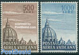 Vatican 1953 Airmail Definitives 2v, Mint NH, Religion - Churches, Temples, Mosques, Synagogues - Unused Stamps