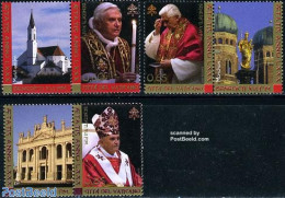 Vatican 2007 Pope 80th Birthday 3v+tabs, Mint NH, Religion - Churches, Temples, Mosques, Synagogues - Pope - Nuovi