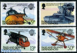 South Georgia / Falklands Dep. 1983 Aviation Bi-centenary 4v, Mint NH, Transport - Helicopters - Aircraft & Aviation - Elicotteri