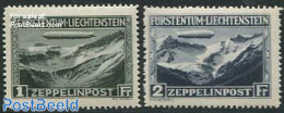 Liechtenstein 1931 Graf Zeppelin 2v, Unused (hinged), Transport - Zeppelins - Unused Stamps