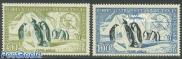 French Antarctic Territory 1956 Airmail, Penguin 2v, Mint NH, Nature - Science - Various - Birds - Penguins - The Arct.. - Unused Stamps