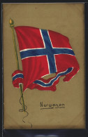 AK Norwegische Fahne Und Banderole Im Wind  - Genealogie