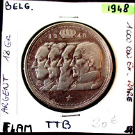 Belgique, 100 Francs 1948, Néerlandais, . Argent  Silver - 100 Francs