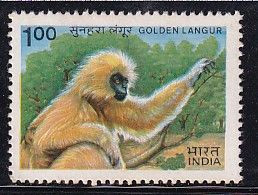 Rs 1.00 India MNH 1983, , Indian Wildlife Endangered Primates Animal Golden Lagur, Monkey, As Scan - Ongebruikt