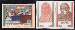 India MNH 1983, Set Of 3, Se-tenent Struggle For Freedom, Gandhi, Meera Behn, Desai, As Scan - Ongebruikt