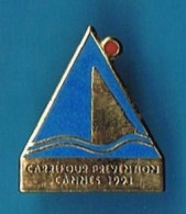 PIN'S //  ** EDF. GDF / CARREFOUR PRÉVENTION / CANNES 1991 ** - EDF GDF