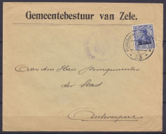 L. Ebtête "Gemeentebestuur Van Zele" Affr. N°OC31 Càpt "Postüberwachungsstelle 33C /-9.11.1917" (Gent) Pour ANTWERPEN -  - OC26/37 Territoire Des Etapes