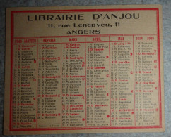 Petit Calendrier De  Poche 1949 Librairie D'Anjou Angers Maine Et Loire - Small : 1941-60