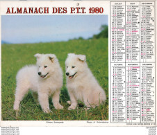 Almanach Des P.T.T.  1980 PAS DE CALAIS .  Chiens Samoyede + Jeunes Cokers Et Chat . - Grand Format : 1971-80