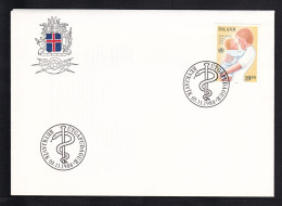 Iceland: FDC First Day Cover, 1988, 1 Stamp, Mother, Baby, Child, Cancel Rod Of Asclepius (traces Of Use) - Briefe U. Dokumente