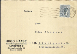 ALLEMAGNE Zône Interalliée Ca.1947: CP De Hannover Pour Stuttgart - Covers & Documents