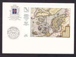 Iceland: FDC First Day Cover, 1984, 1 Stamp, Souvenir Sheet, Old Map Ortelius, Nordia Exhibition (traces Of Use) - Cartas & Documentos