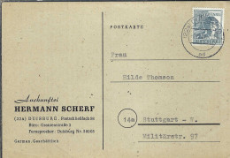 ALLEMAGNE Zône Interalliée Ca.1947: CP Ill. De Duisburg Pour Stuttgart - Covers & Documents