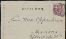 Österreich Kartenbrief K 22 MARIENBAD XII 20.8.1896 Nach HANNOVER 1 - 21.8.96 - Andere & Zonder Classificatie