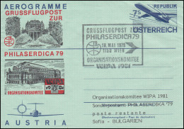 Österreich Aerogramme LF 18 Zudruck Grussflugpost Zur PHILASERDICA SSt WIEN 1979 - Andere & Zonder Classificatie
