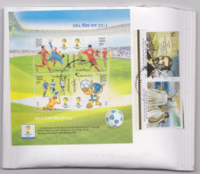 Inde India Bandra Fragment De Lettre Timbre Bloc Football FIFA 2014 Mahatma Gandhi's Return Block Stamp 2015 Cover - Brieven En Documenten