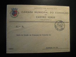 CASTRO VERDE 1960 To Figueira Da Foz S.R. Serviço Da Republica Postage Paid Cancel Cover PORTUGAL Heraldry - Storia Postale