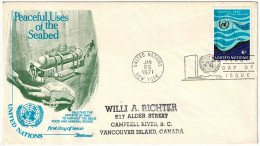 UN OFFICIAL FDC - Peace Ful Uses Of The SEABED Stamp: 6¢ Seal: New York 25.1.1971 Firs Day Of Issue - Storia Postale