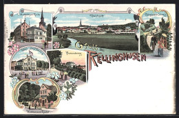 Lithographie Kellinghusen, Totalansicht Des Ortes, Marktplatz Mit Kirche, Hotel Stadt Hamburg  - Kellinghusen