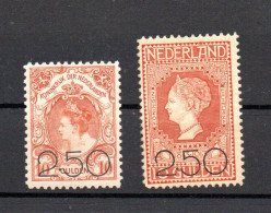 Netherlands 1920 Set Overprinted Queen Wilhelmina Stamps (Michel 99/100) MLH - Nuovi
