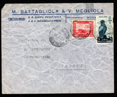 SOMALIA ITALIANA, BUSTA 1939, SASS. 222 + 5 PA AOI, MOGADISCIO X NAPOLI - Somalia