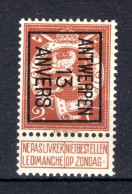 PRE40B MNH** 1913 - ANTWERPEN 13 ANVERS - Typografisch 1912-14 (Cijfer-leeuw)