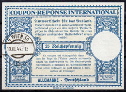 DEUTSCHES REICH / ÖSTERREICH 1944, Lo13Cpr 25 Reichspfennig Int. Reply Coupon Reponse Antwortschein  IRC IAS O WIEN 30.0 - Andere & Zonder Classificatie