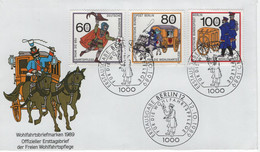 Germany Deutschland 1989 FDC Wohlfahrtsmarken, Fur Die Wohlfahrtspflege, Postman Post Horse Horses, Berlin - 1981-1990