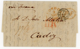 1848, Entire Cover London-Cadiz Via France With PF In Oval And 11R Due To Collect In Spain - ...-1840 Precursores