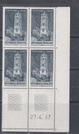 France N° 1504 XX Rodez, En Bloc De 4 Coin Daté Du 27 . 4 . 67 ; 1 Trait, Sans Charnière, TB - 1960-1969