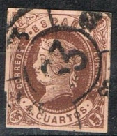 Sello 4 Cuartos Isabel II Tipo II, RUEDA CARRETA Numeral 63 SAN ROQUE,  Num 58A º - Gebraucht